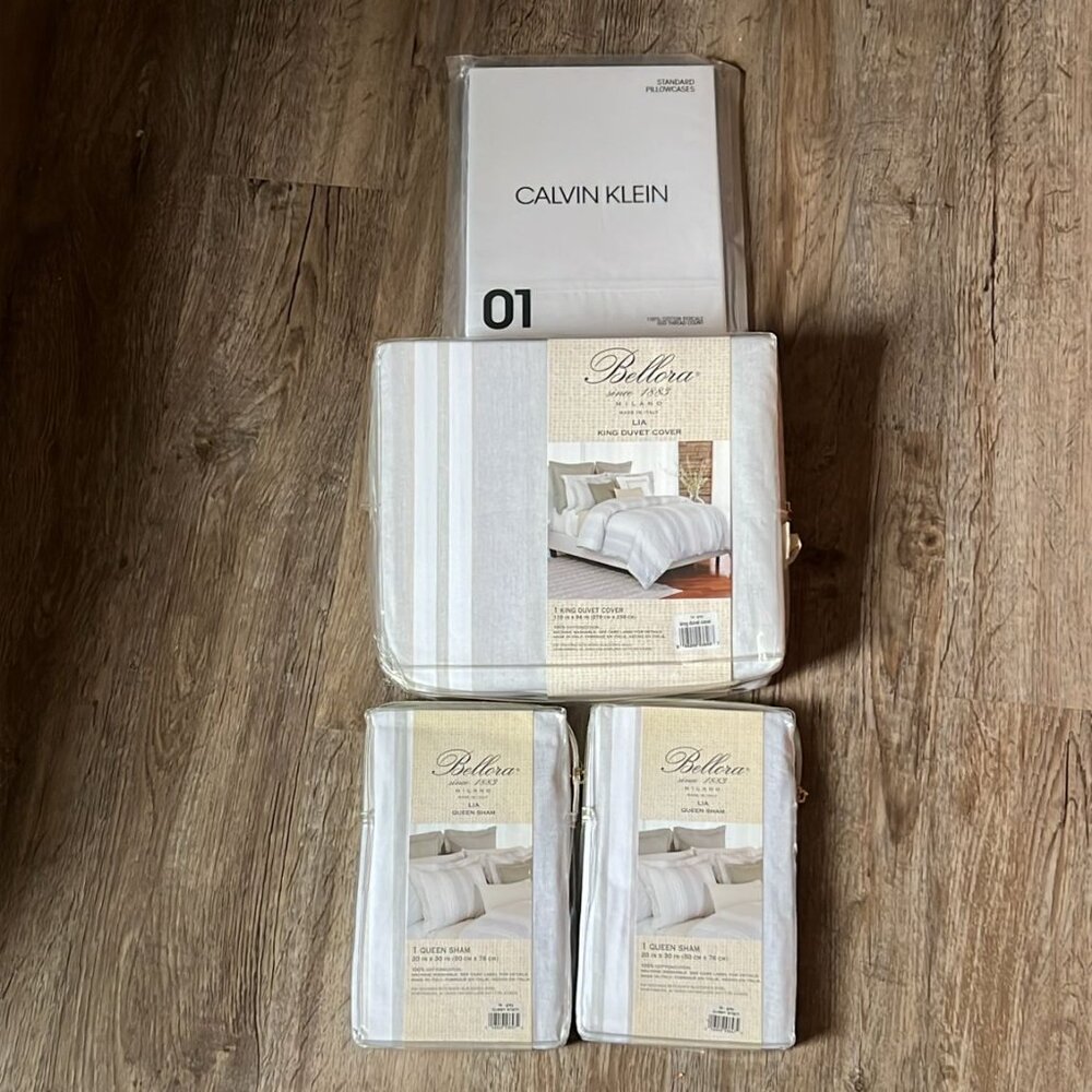 Set 5pc : King Duvet + 4 Queen Shams +2 Calvin Klein Queen PillowCases (N-18) - Picture 3 of 14
